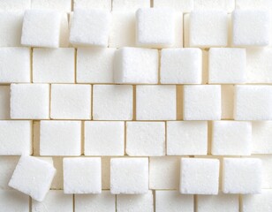 Close-up of white square sugar cubes as background.