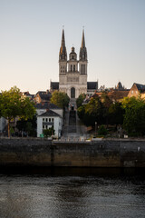Stairs leading up to a cathedral of Saint Maurice in Angers, France