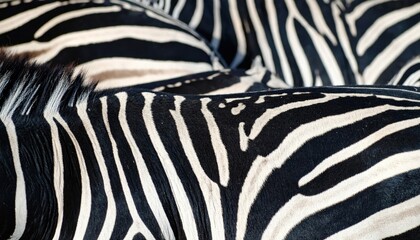 Close-up view of zebra stripes showcasing unique patterns and textures in natural habitat