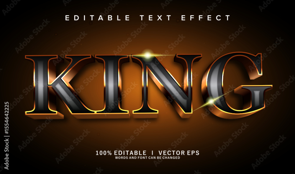 Aufkleber king 3d vector text effect with modern style design