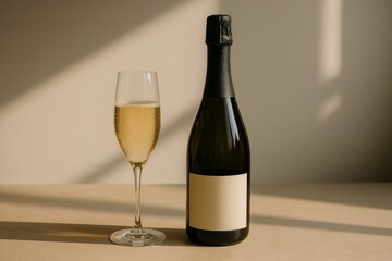 Elegant champagne bottle glass