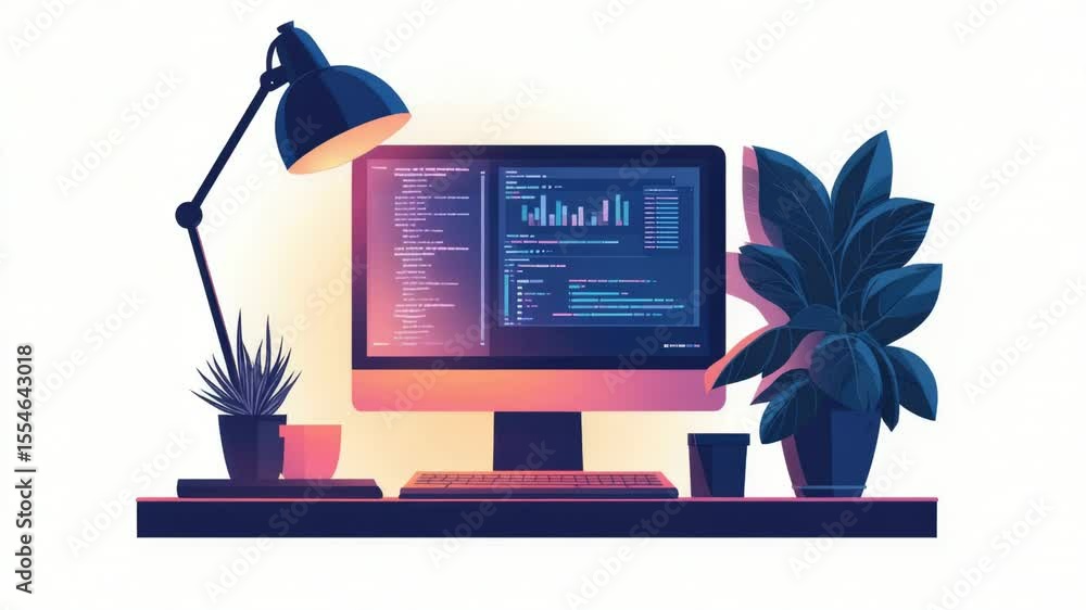 Poster a computer monitor sitting on a desk