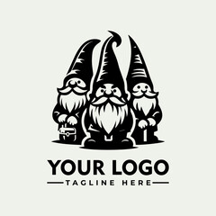 A stylized logo featuring three garden gnomes with long beards and pointed hats.