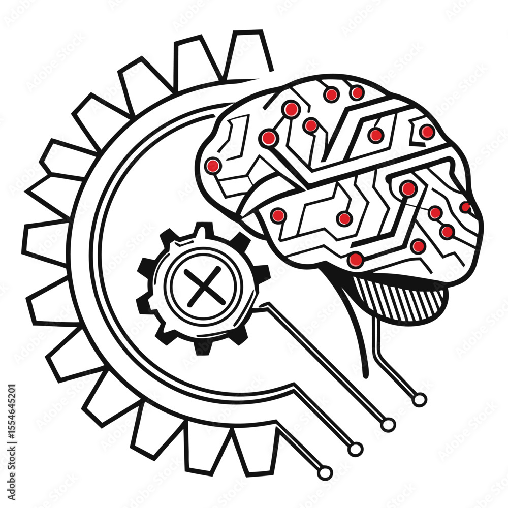 Poster ai brain chip icon isolated on a white background, symbolizing advanced artificial intelligence.