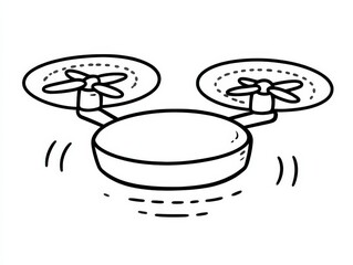 Innovative drone technology showcased through a simple black and white illustration emphasizing the future of aerial navigation and remote control capabilities for various applications