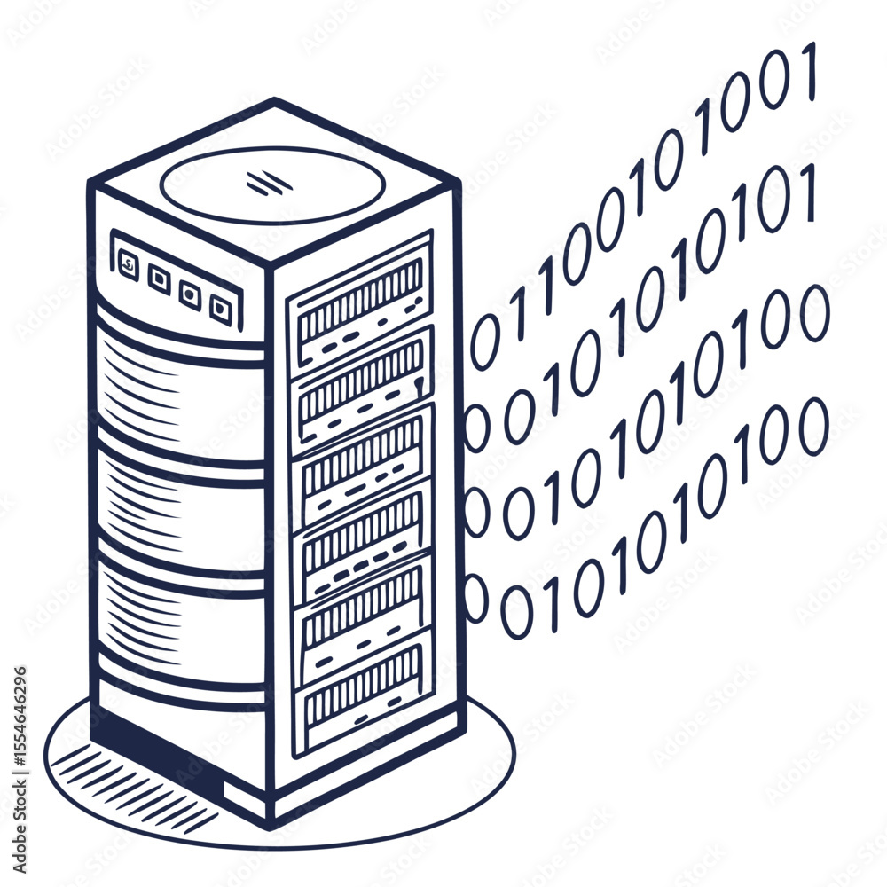 Aufkleber vector database server icon isolated on a white background, representing central data storage.