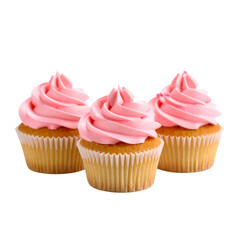  Trio of Delicious Cupcakes with Pink Frosting