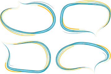 blue orange colorful creative abstract line pattern speech bubbles set