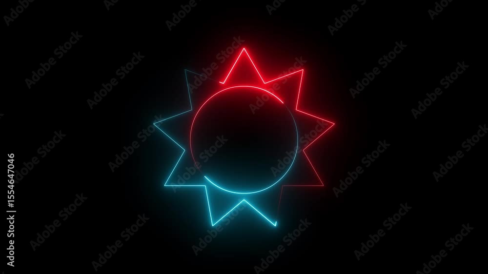 Poster a glowing hexagonal prism with beautiful cyan and red color light beams radiating out. overlay light