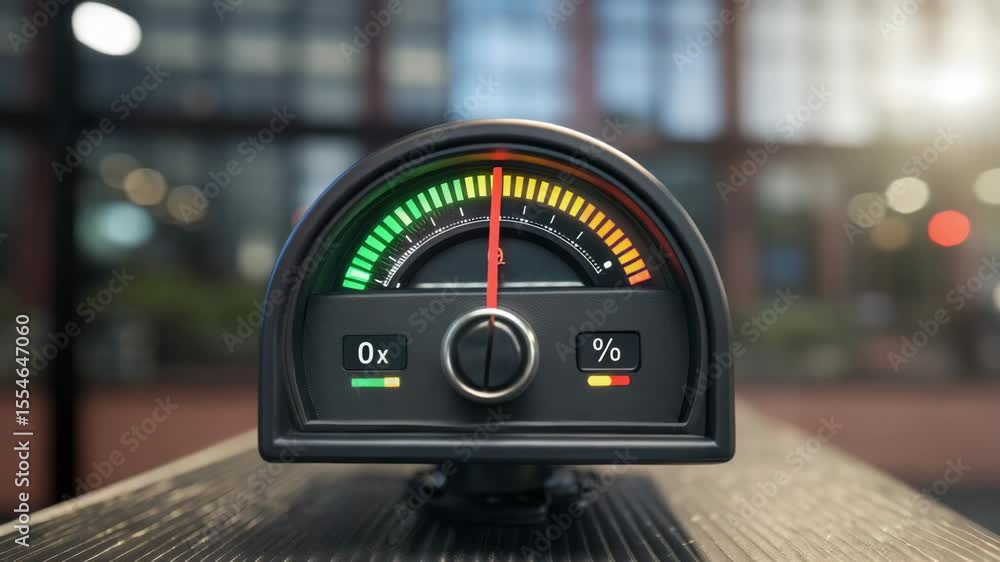 Poster colorful close up of gauge displaying measurement levels, indicating performance metrics and efficie