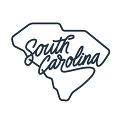South Carolina. Hand drawn USA state name silhouette on white background. Modern typography for t shirt prints, posters, stickers, cards, souvenirs. Vector vintage illustration.