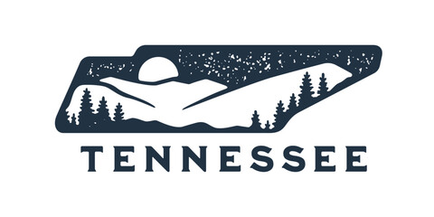 Tennessee. Hand drawn USA state name silhouette on white background. Modern typography for t shirt prints, posters, stickers, cards, souvenirs. Vector vintage illustration.