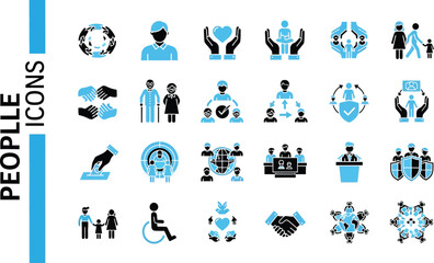 A collection of social and community service themed icon illustrations