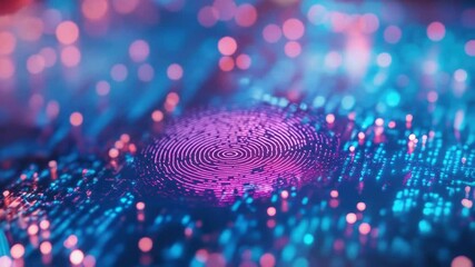 A close-up shot of a finger touching a fingerprint on a computer chip, great for tech-related concepts and cybersecurity themes