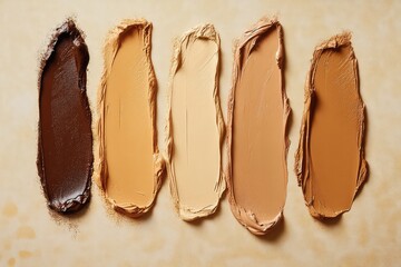A smear of tinted moisturizer on a skin tone chart, showcasing its blendability and natural finish