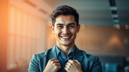 Handsome young business man standing confident in the office