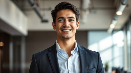 Handsome young business man standing confident in the office