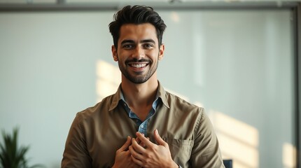 Handsome young business man standing confident in the office
