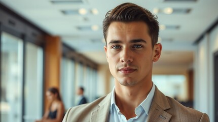 Handsome young business man standing confident in the office