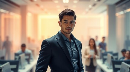 Handsome young business man standing confident in the office