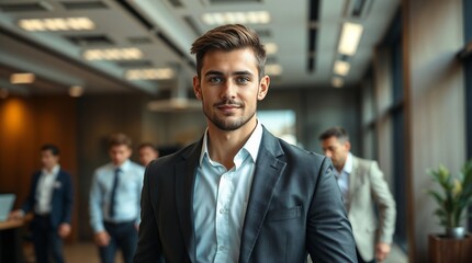Handsome young business man standing confident in the office