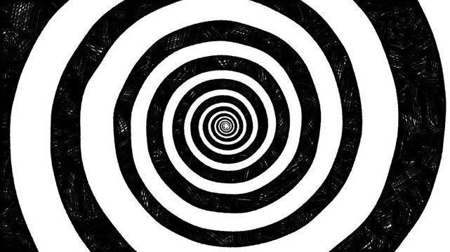 Abstract Spiral Tunnel Animation. Hand Drawn Style. Loop Ready Stop Motion Low Frame Rate Effect.