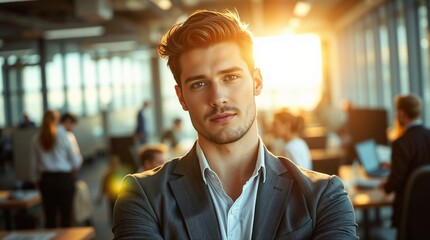 Handsome young business man standing confident in the office