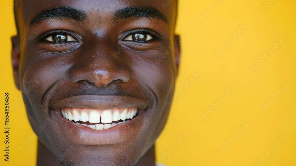 Poster a person smiling at the camera in a close-up shot
