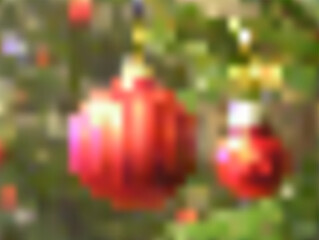 Blurred Christmas tree with ornaments