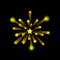 Shining rays on dark background. Holiday firework effect