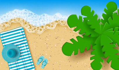 Summer vacation poster with 3d objects