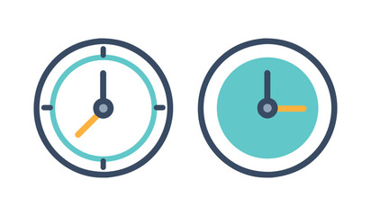 Analog Clock Icon Vector, Flat Round Time Symbol, Minimal Clock Design UI, Wall Clock Illustration Graphic, Classic Office Time Icon