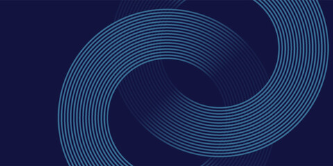 Abstract blue glowing geometric lines on dark blue background. Modern shiny blue circle lines pattern. Futuristic technology concept. Suit for cover, poster, banner eps 10.