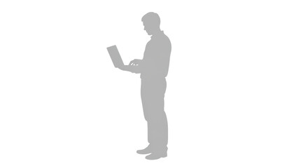 Isolated Silhouette of Man with Laptop