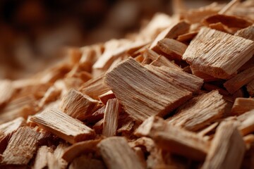 Small Timber Chips Pile from Renewable Sources for Sustainable Use
