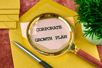 The concept phrase of the CORPORATE GROWTH PLAN. Business success growing growth increase up...