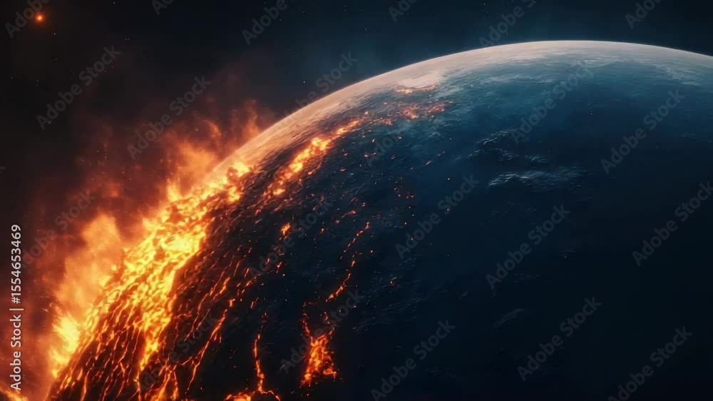Aufkleber powerful seismic waves generate a devastating earthquake, causing cracks and flames to erupt across 