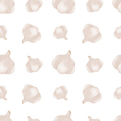 Garlic Icon Emoji Pattern Design. Food Seamless Background Symbols.