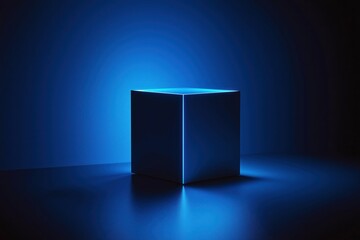 Abstract geometric cube floating on a solid black background