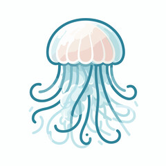 Transparent jellyfish image with simple and minimalist flat design using a white background