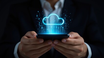 Cloud Computing Concept with Smartphone and Data Streaming
