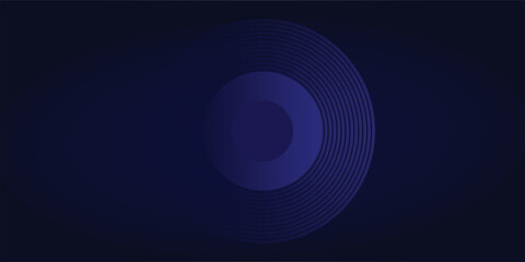 Abstract glowing circle lines on dark blue background. Geometric stripe line art design. Modern shiny blue lines. Futuristic technology concept. Suit for poster, cover, banner, brochure, website