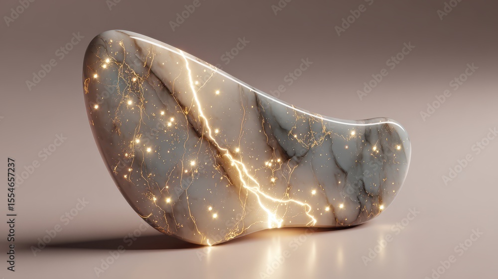 Aufkleber gua sha a modern shoe design featuring a marble pattern with embedded lights creating a unique visua