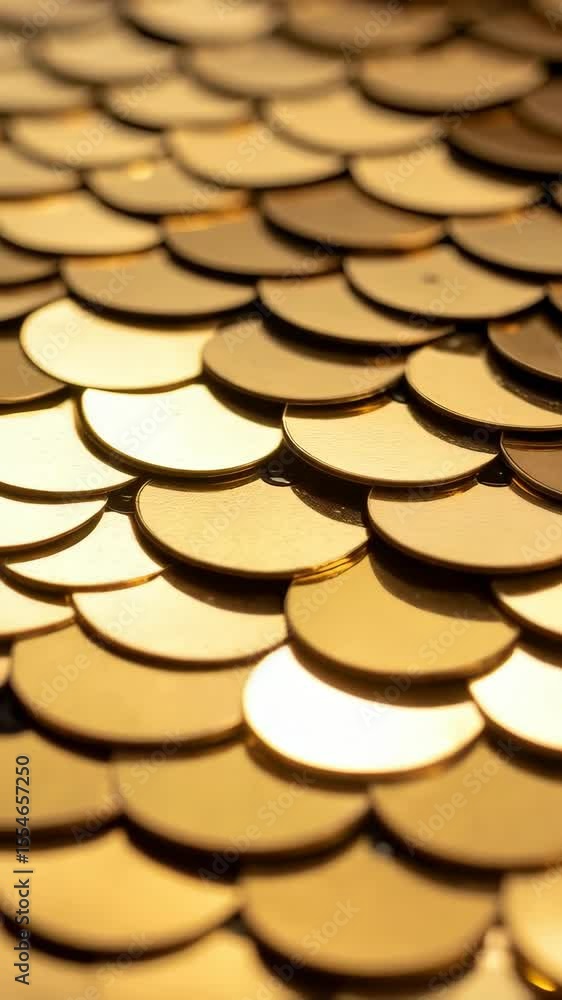 Aufkleber close up on shimmering and reflective golden sequins pattern forming a glamorous and elegant backgro