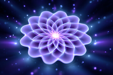 Glowing Fractal Flower Digital Art Abstract Background Purple Light Energy Graphic Design Illustration Fantasy Science Fiction Wallpaper