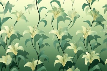 Delicate floral pattern with repeating lily motifs and soft shadows