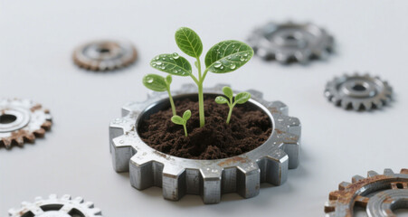 Green plants in the gears