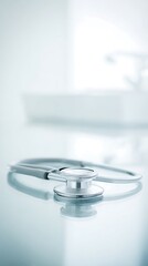 Stethoscope on table in clinical setting