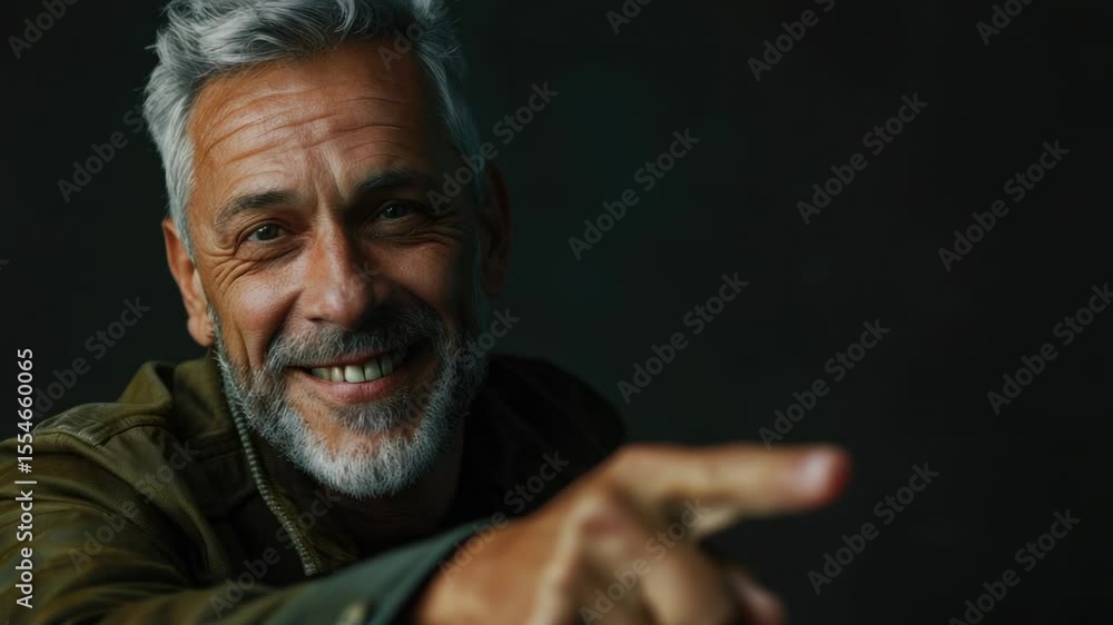 Aufkleber A person with a beard gestures towards something of interest, suitable for use in illustrations or as a symbol