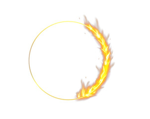Fire Ring PNG. Burning Circle of Flames with Glowing Heat Effect and Fiery Frame for Hot Background, Energy Concept, or Dramatic Element in Design and Illustration